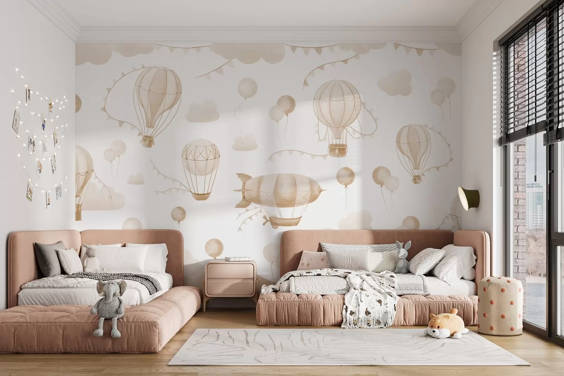 murales de pared Diseño infantil en acuarela con globos w08765v4