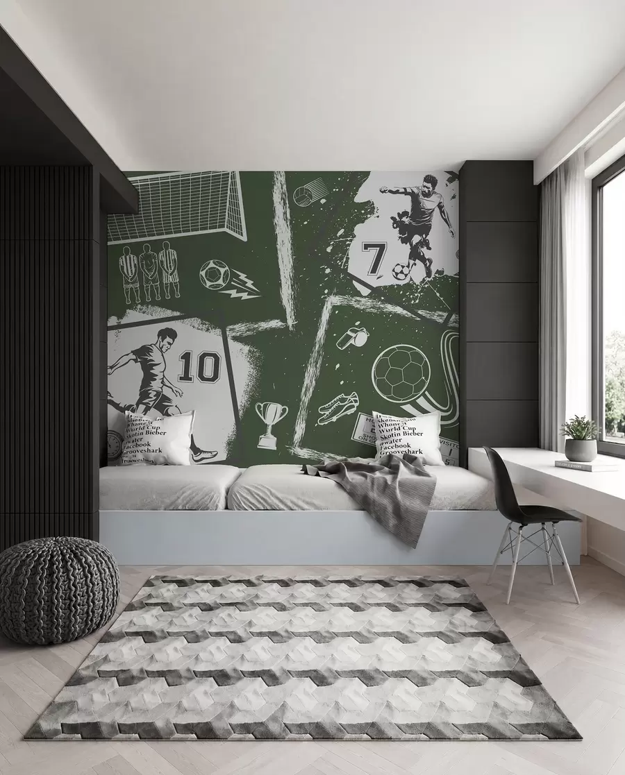 murales de pared Cuaderno de fútbol verde w03122v2