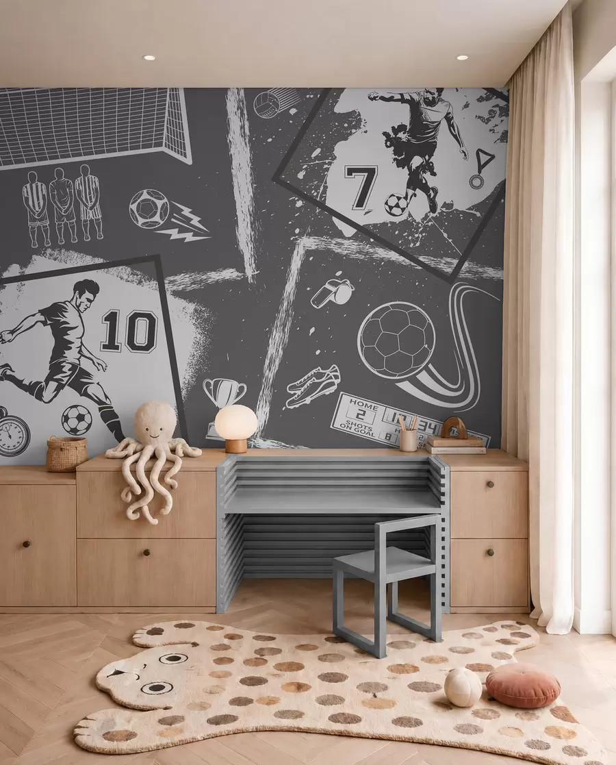 murales de pared Bocetos de fútbol — Gris w03122v1