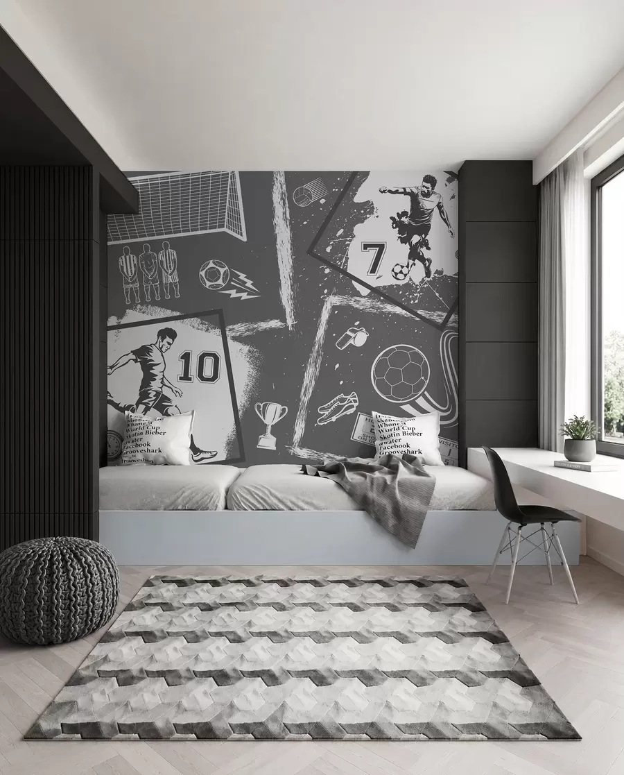 murales de pared Bocetos de fútbol — Gris w03122v1