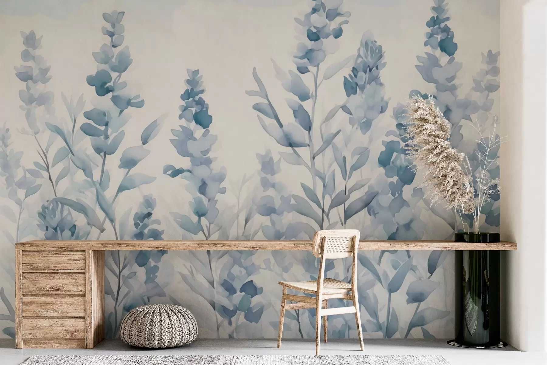 murales de pared Lavanda imitazione acquarello sfumature blu w03186v1