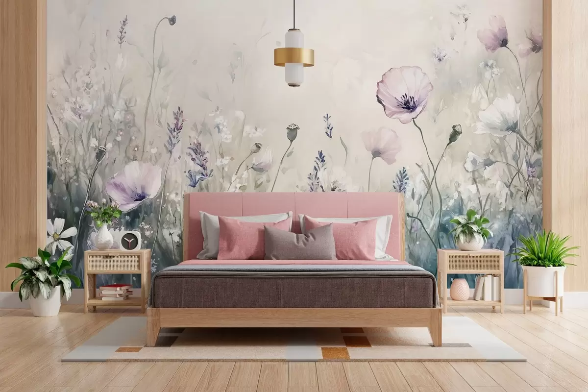 murales de pared delicati fiori selvatici ariosi in a tecnica di pittura w03113
