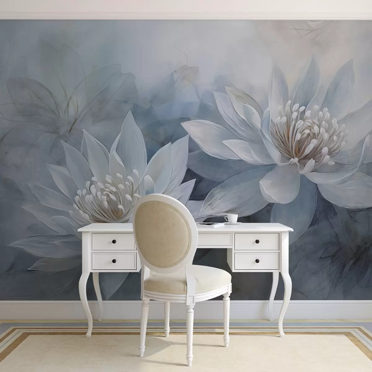 murales de pared Coppia di fiori ad acquerello su muro grunge w03188