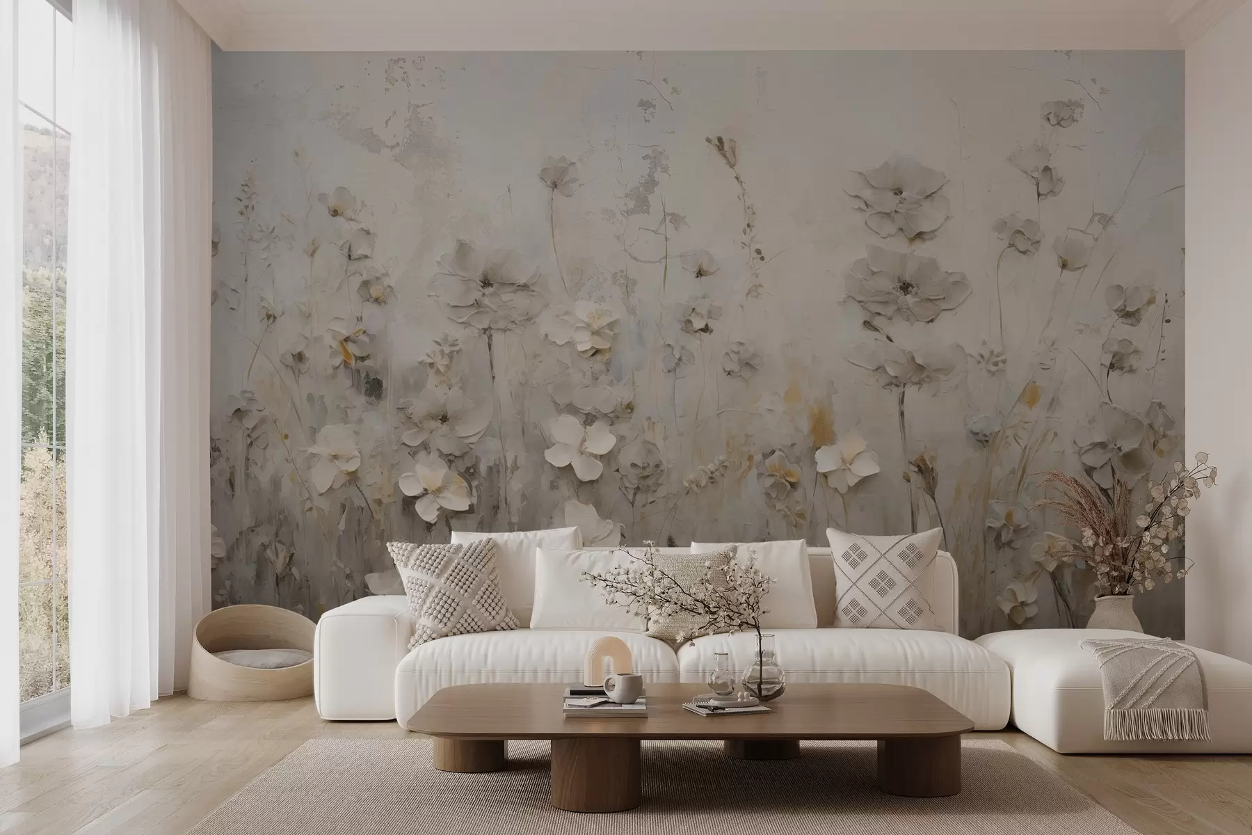 murales de pared Riflessione astratta di fiori w03205v1