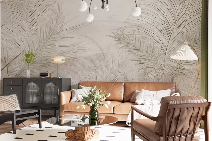 murales de pared Foglie grunge eleganti w03207