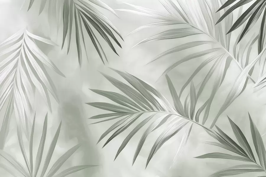 murales de pared Palmas verdes sobre blanco w03153v2