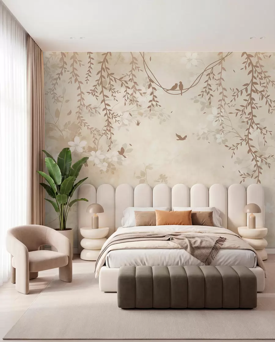 murales de pared Aves entre hojas colgantes w08809