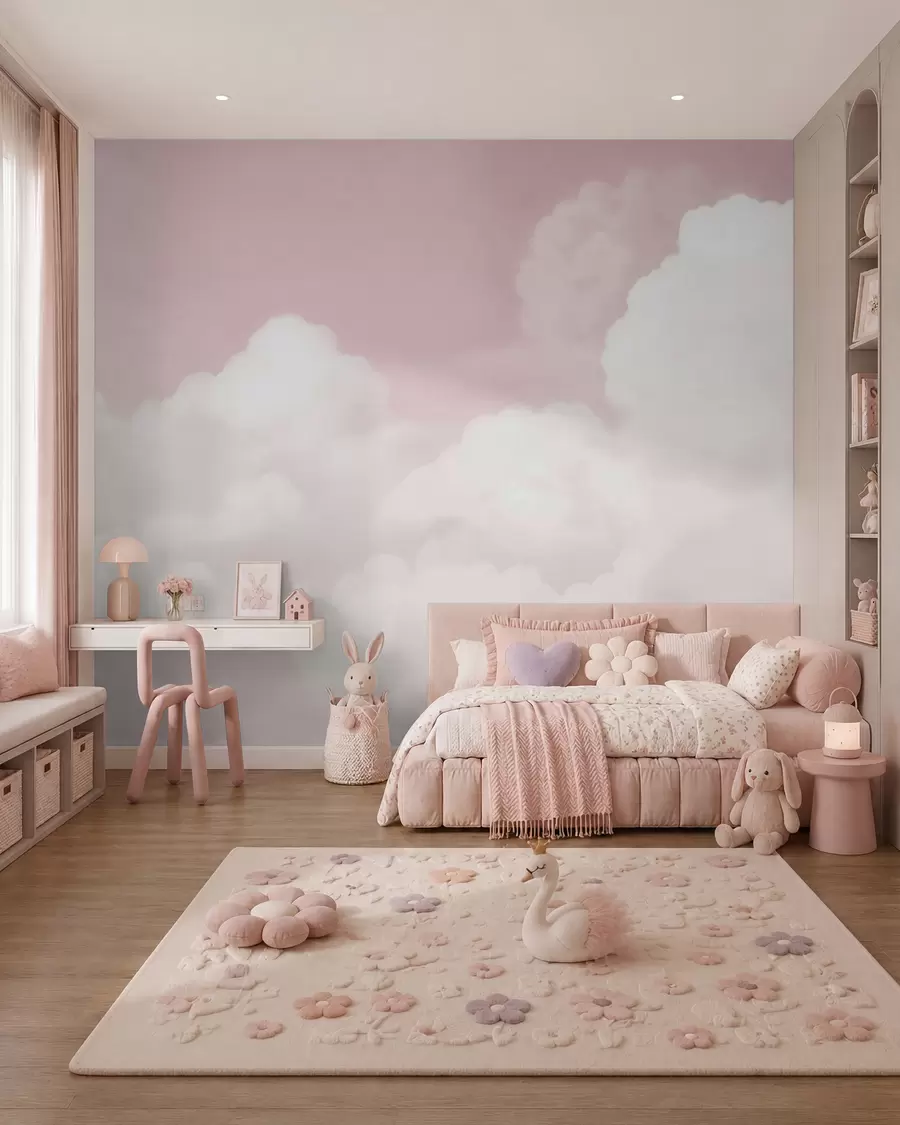 murales de pared Cielo y nubes rosas w03301