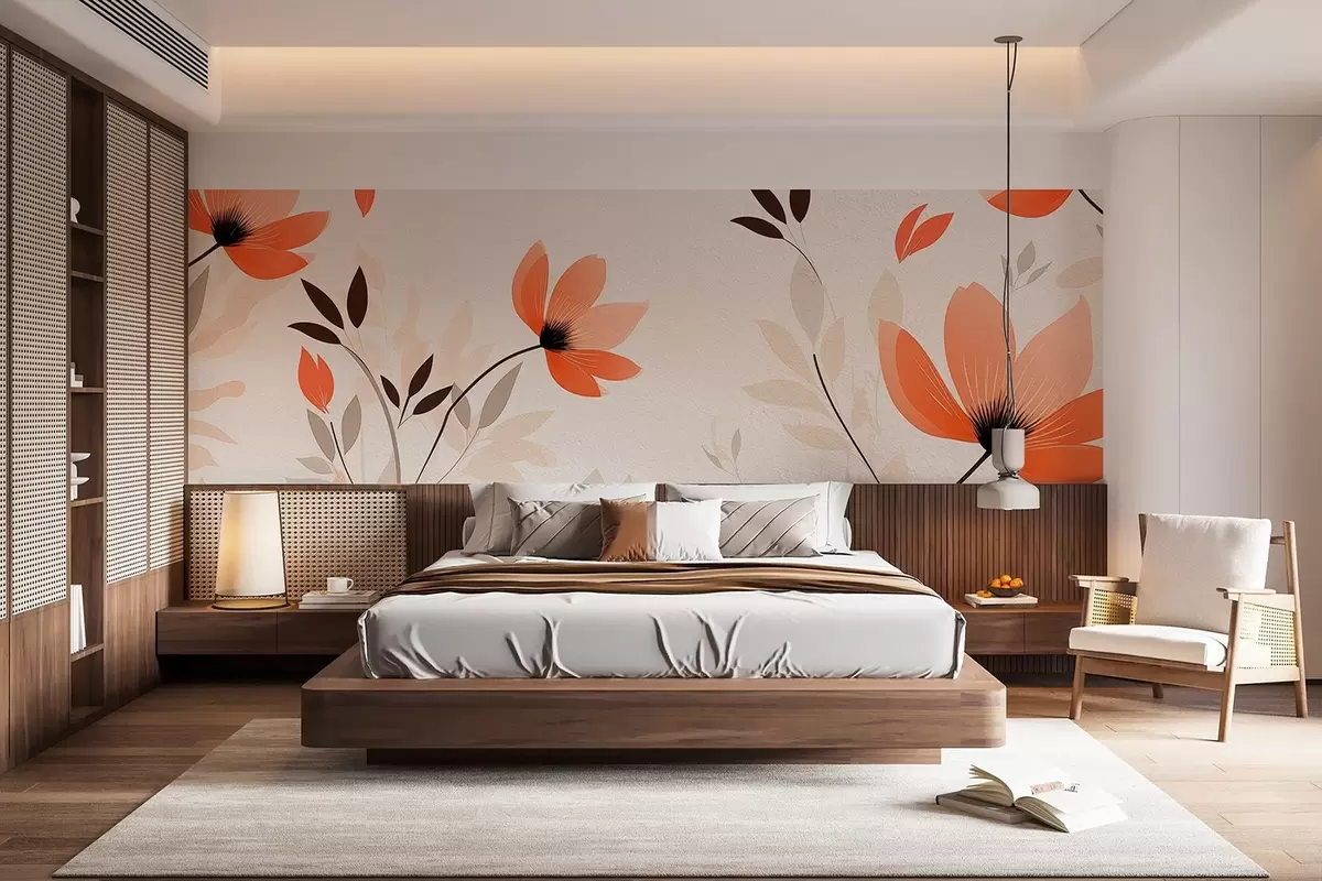 murales de pared Un estampado floral minimalista w08850