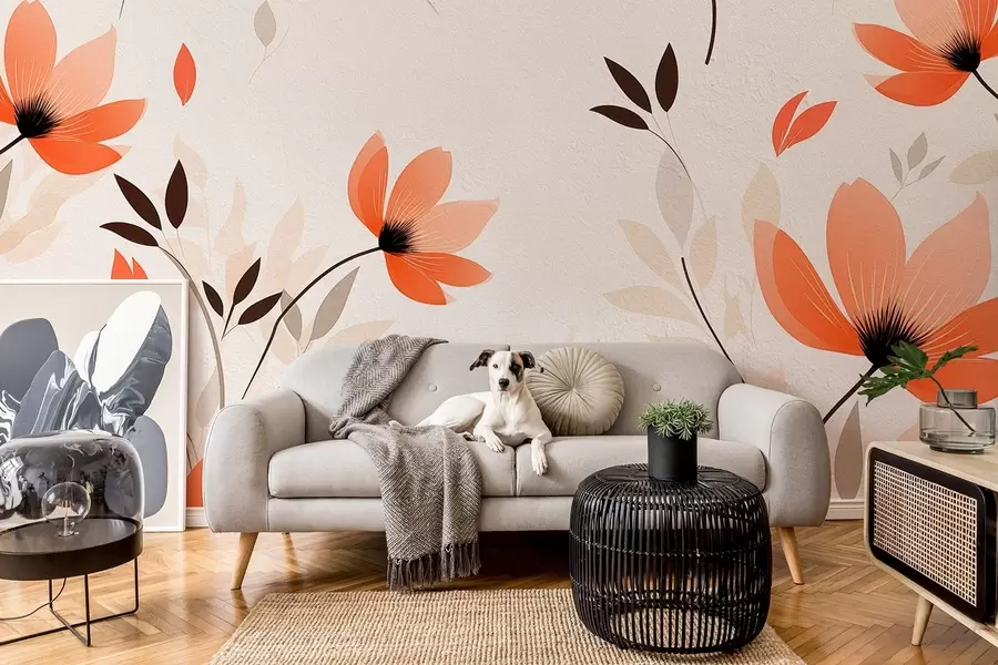 murales de pared Un estampado floral minimalista w08850