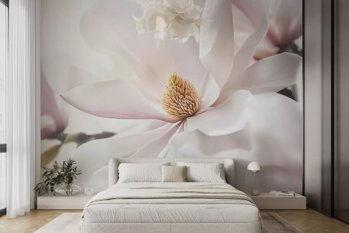 murales de pared Magnolia blanca de cerca w03292