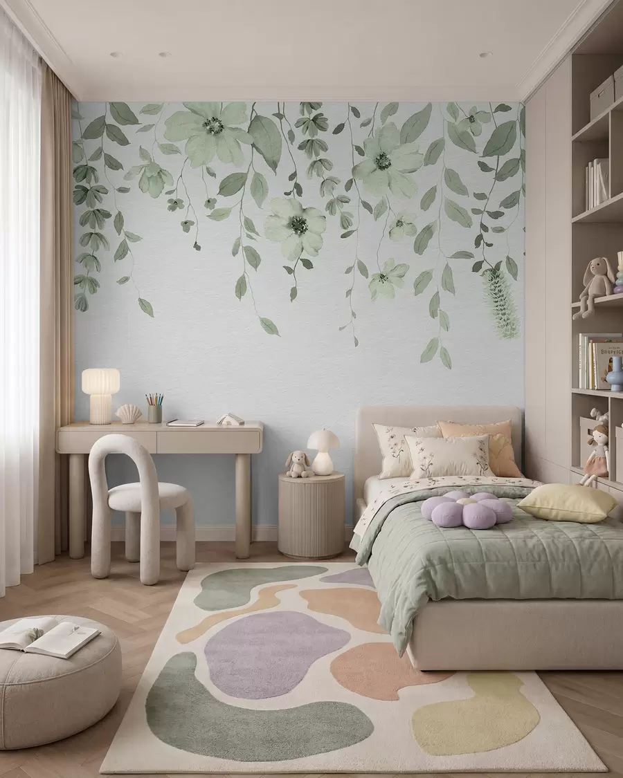 murales de pared Flores colgantes en verde w03315v2