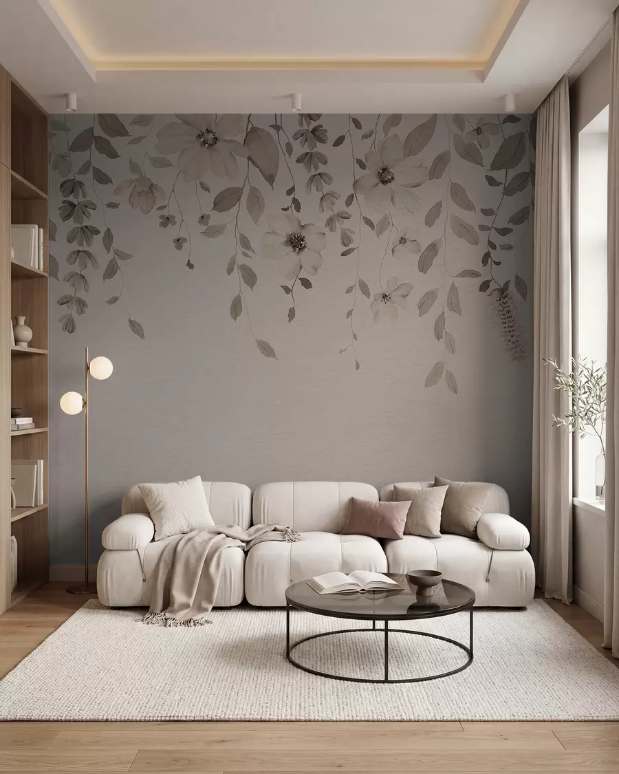murales de pared Flores y hojas colgantes de acuarela w03315v4