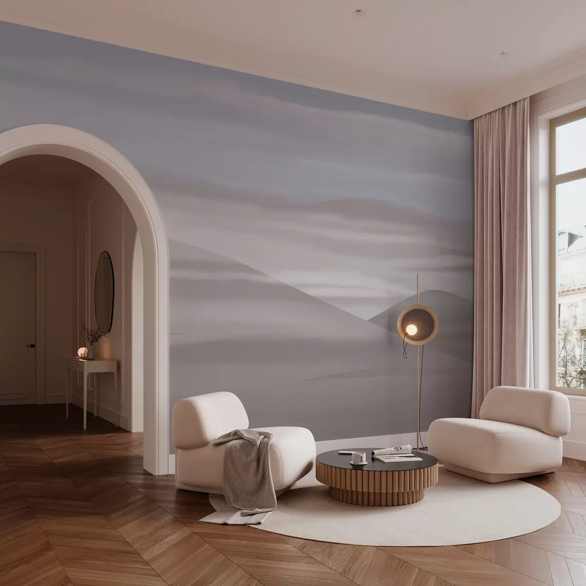 murales de pared Colinas y nubes, paisaje tranquilo w03288