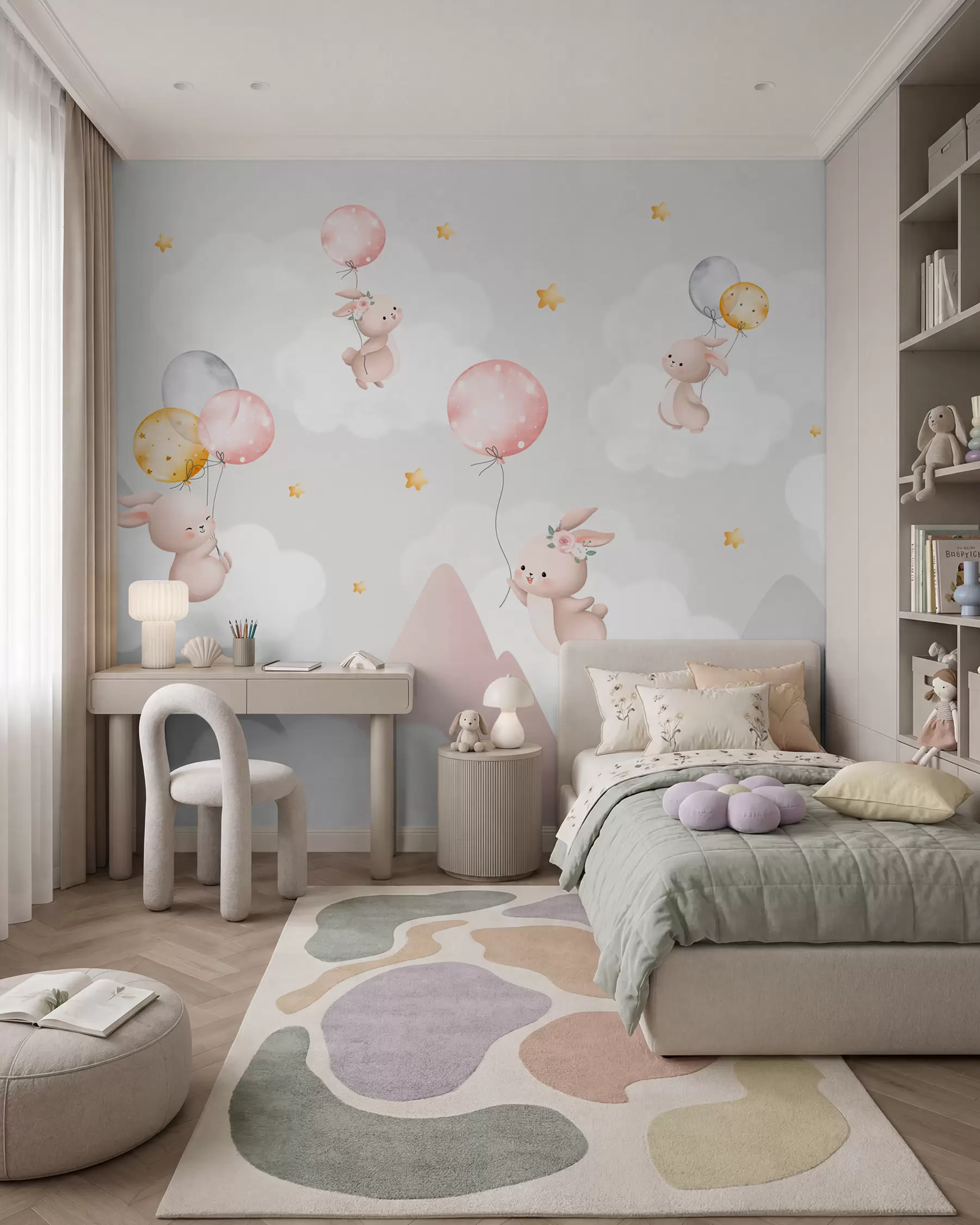 murales de pared Conejitos sobre las montañas w03375