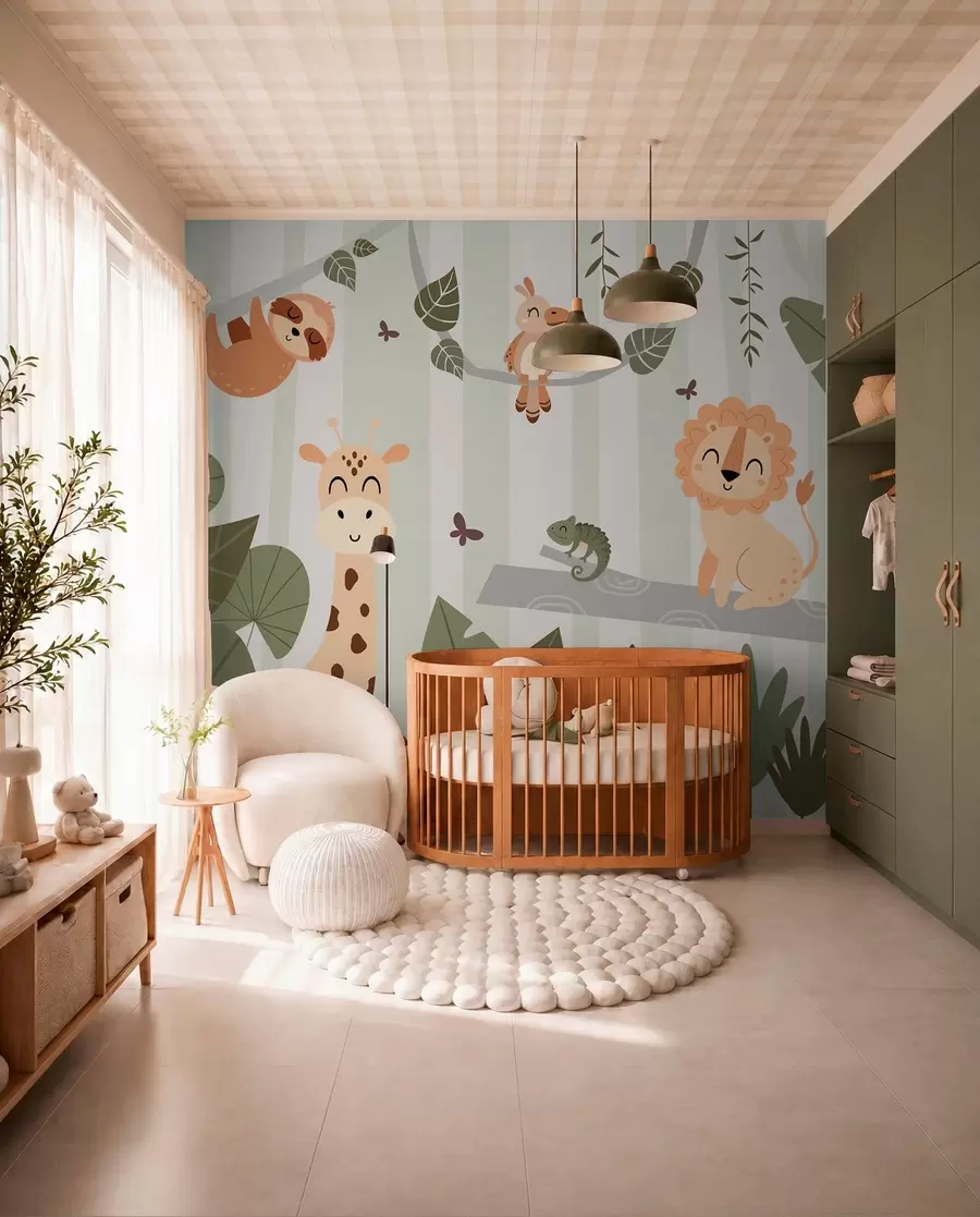 murales de pared Paisaje con animales tropicales w03376
