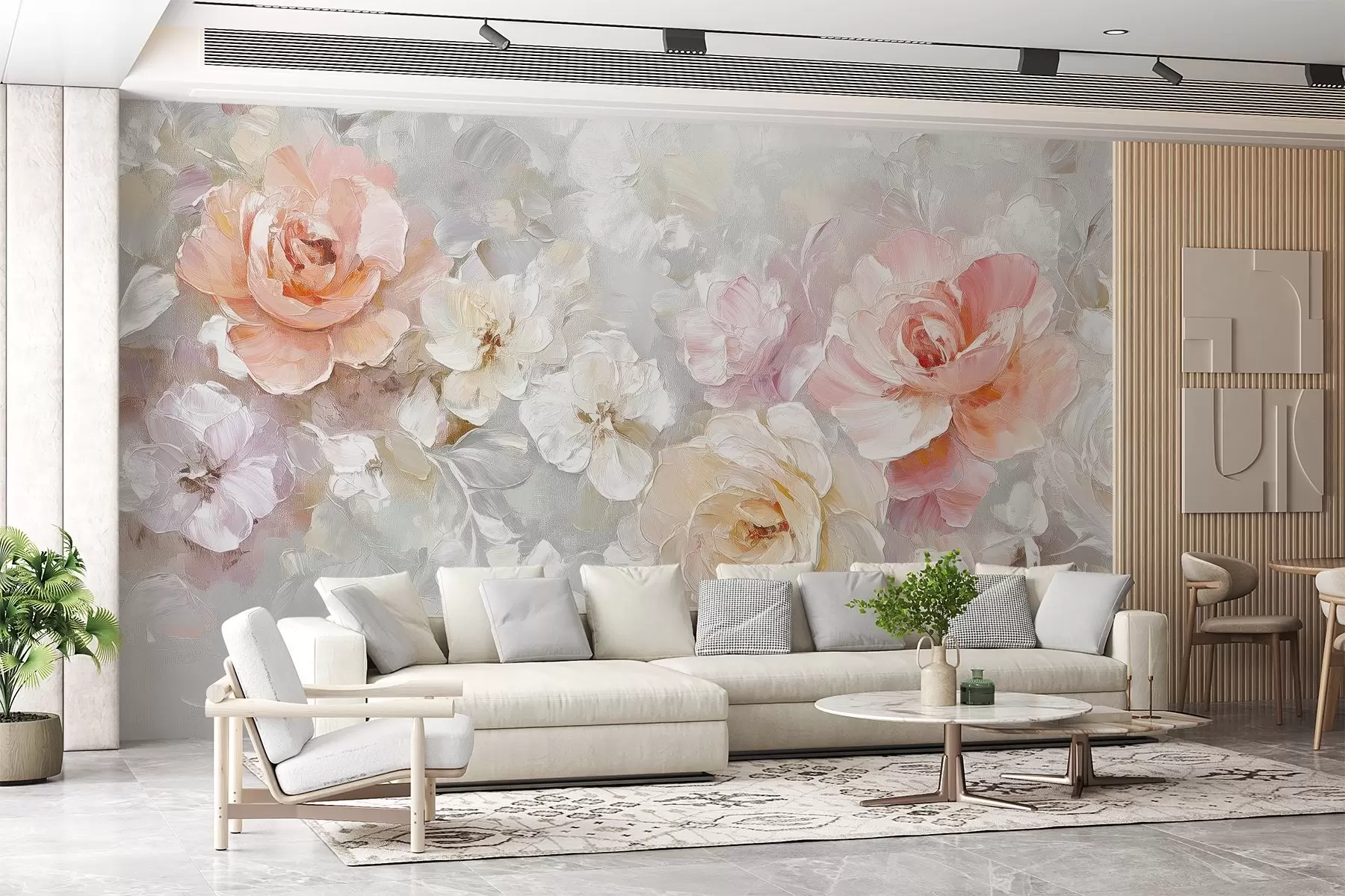 murales de pared Delicadas rosas pintadas al óleo w08928