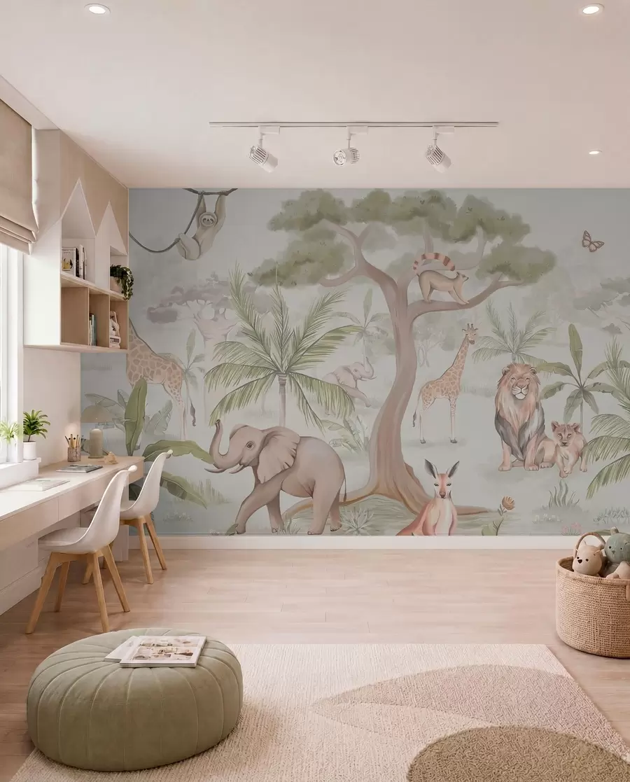 murales de pared Panorama de selva con animales w03444