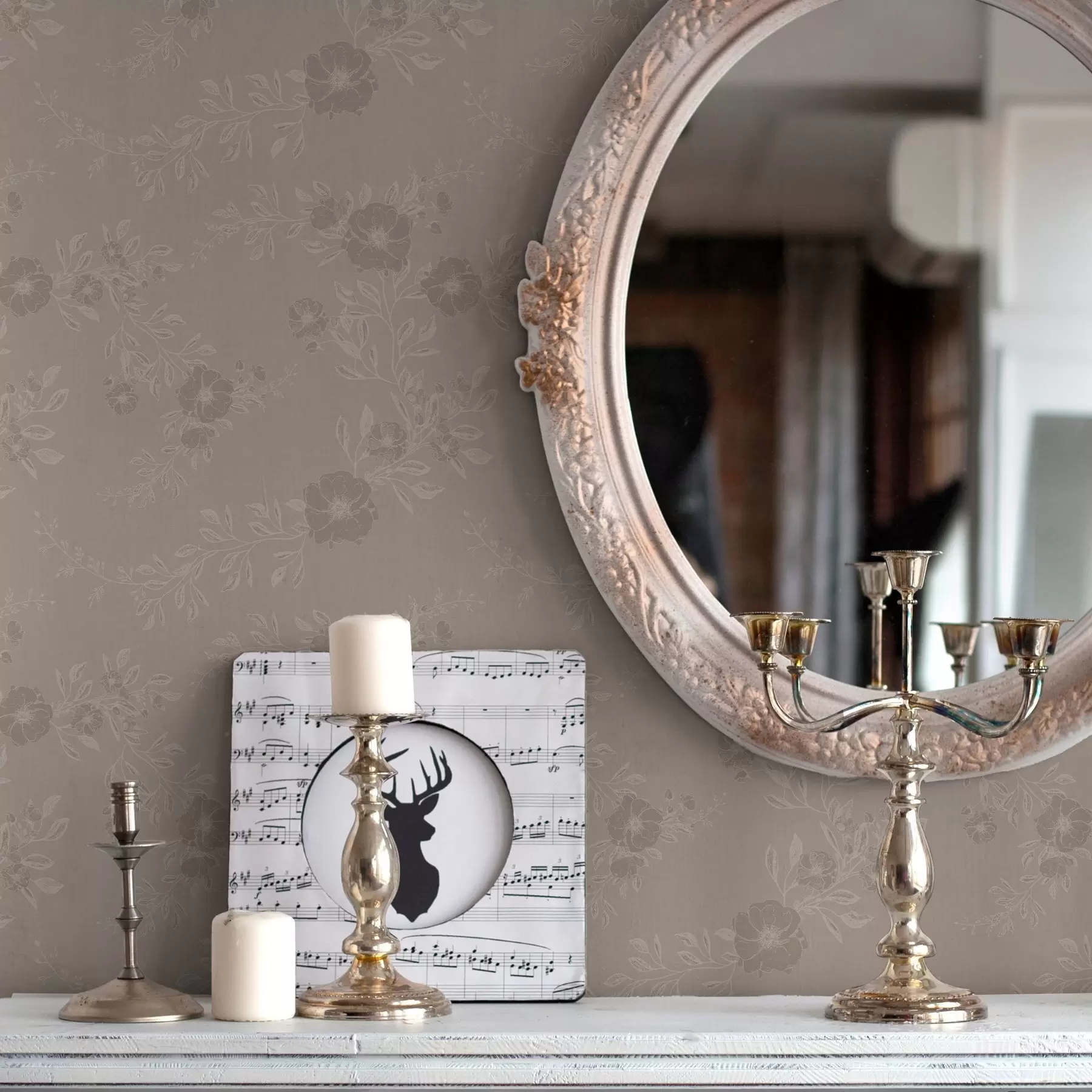 murales de pared Flores con hojas de color claro a00006