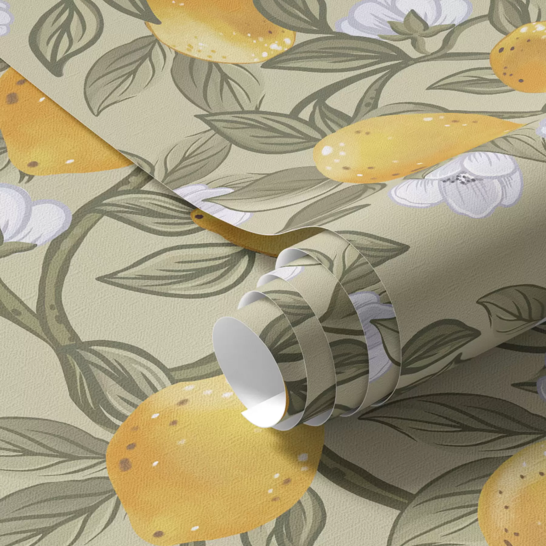 murales de pared Flores y limones amarillos a00023