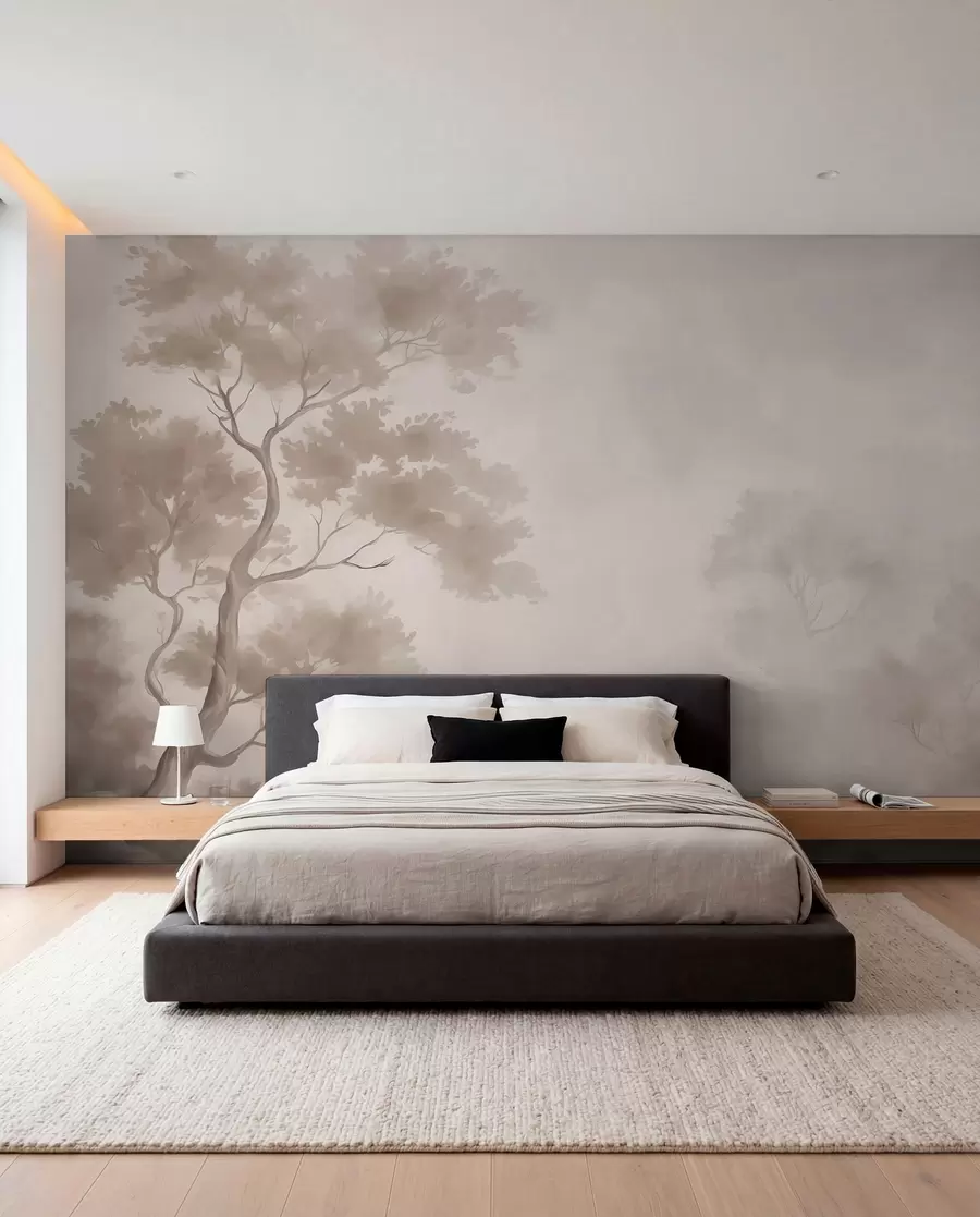 murales de pared Árbol imitación de acuarela difuminada w03471v1