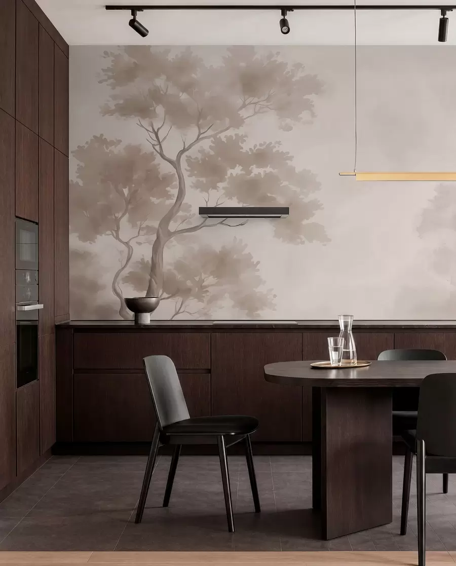 murales de pared Árbol imitación de acuarela difuminada w03471v1