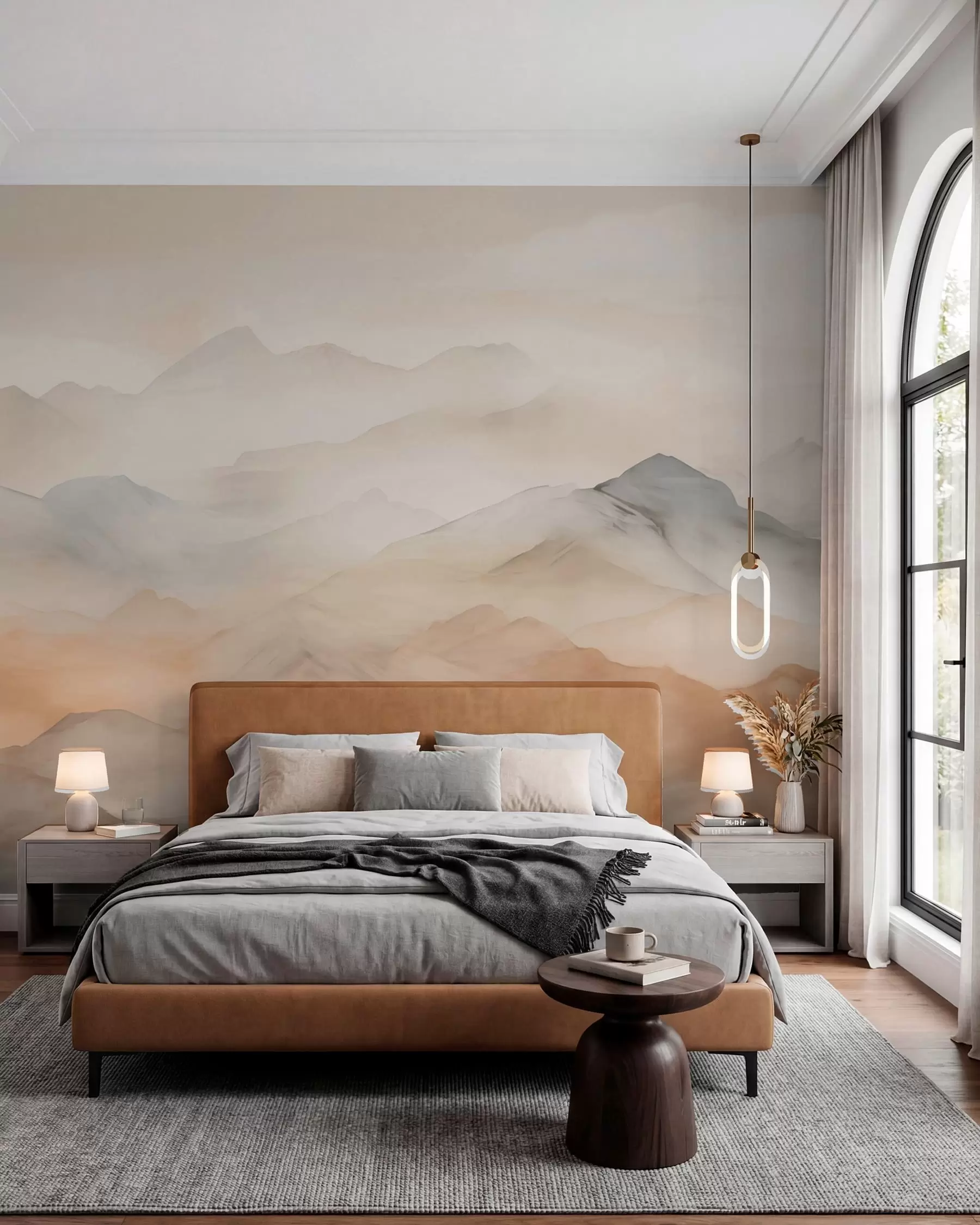 murales de pared Montañas brumosas de colores suaves w03535