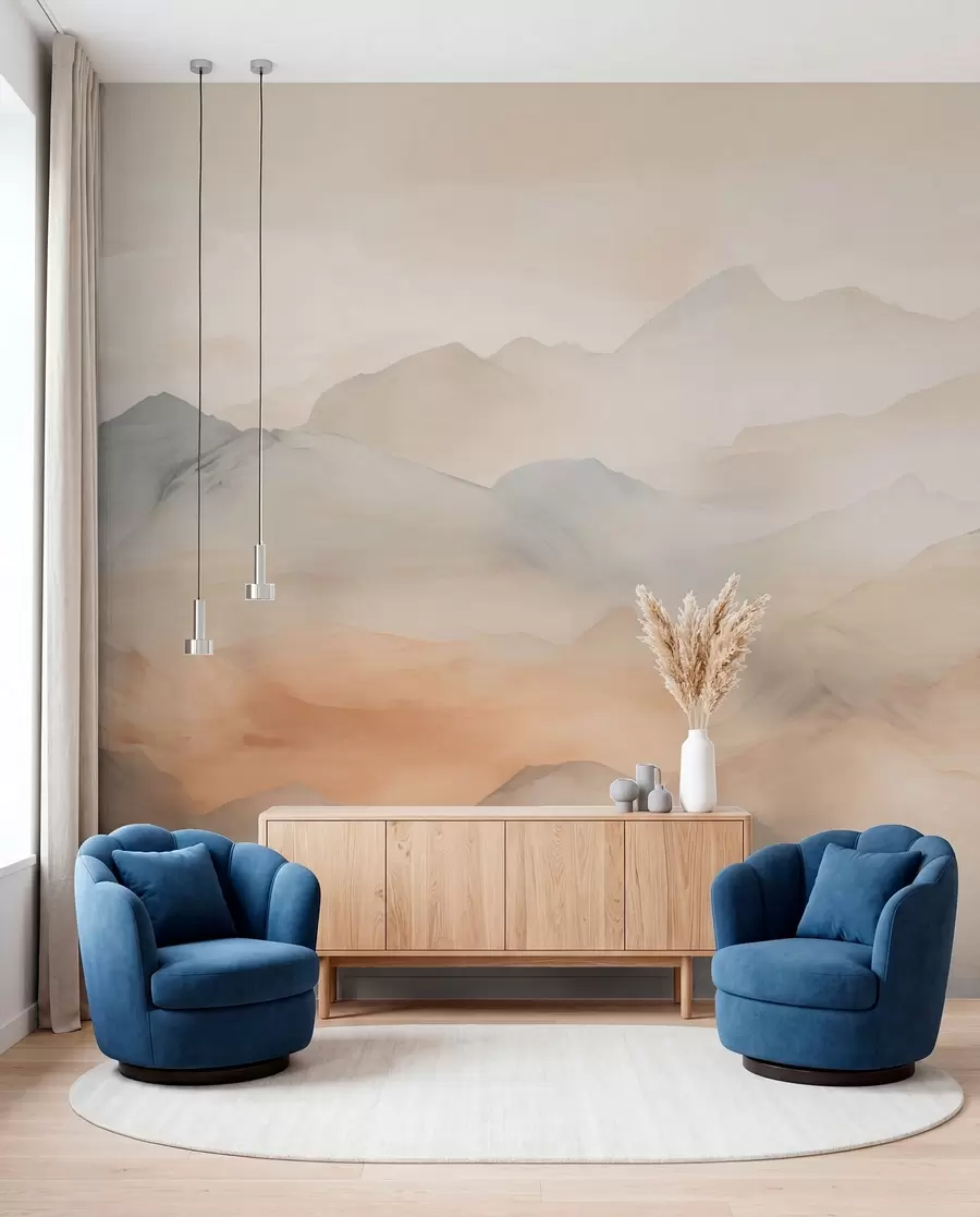 murales de pared Capas de montañas en crema w03535