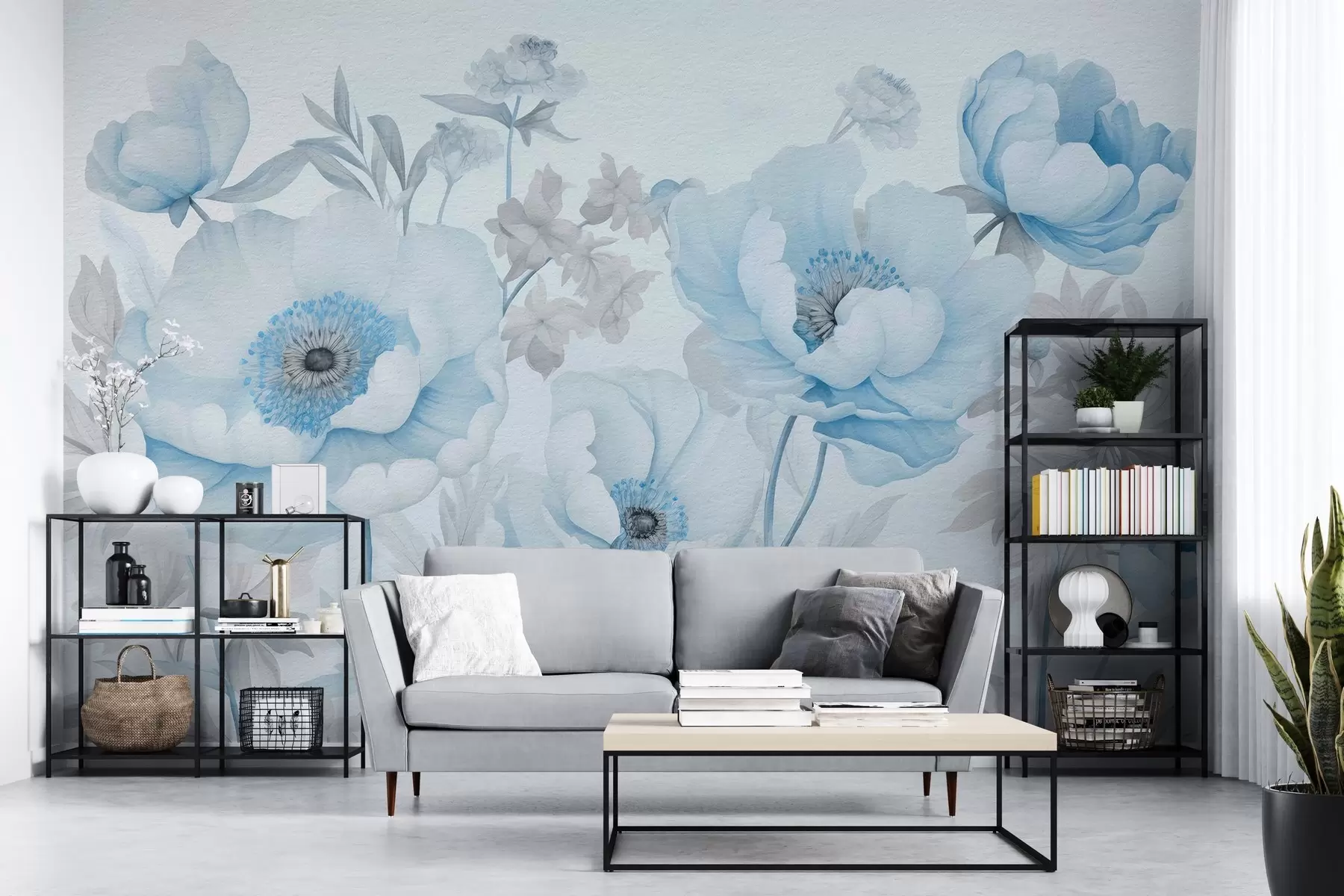murales de pared Ramo de flores pintado en acuarela w03555v1