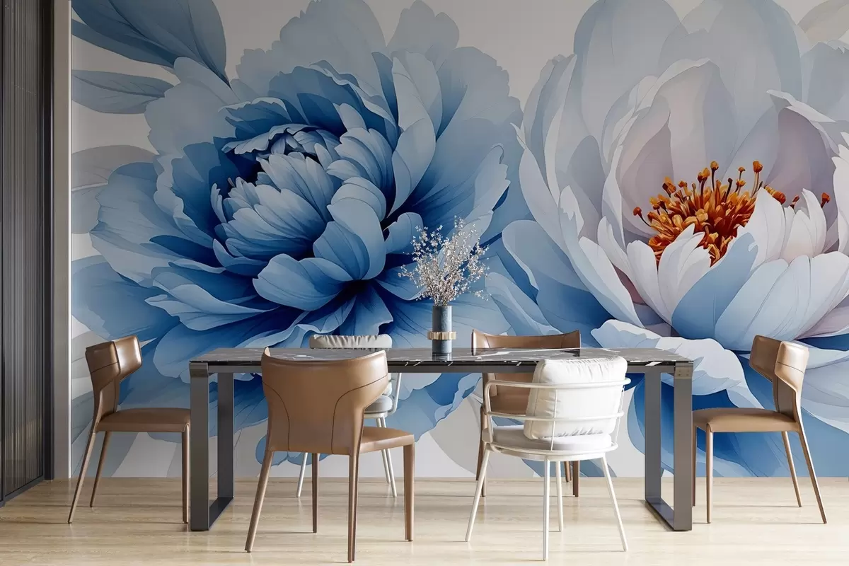 murales de pared Exuberantes peonías acuarela w03558