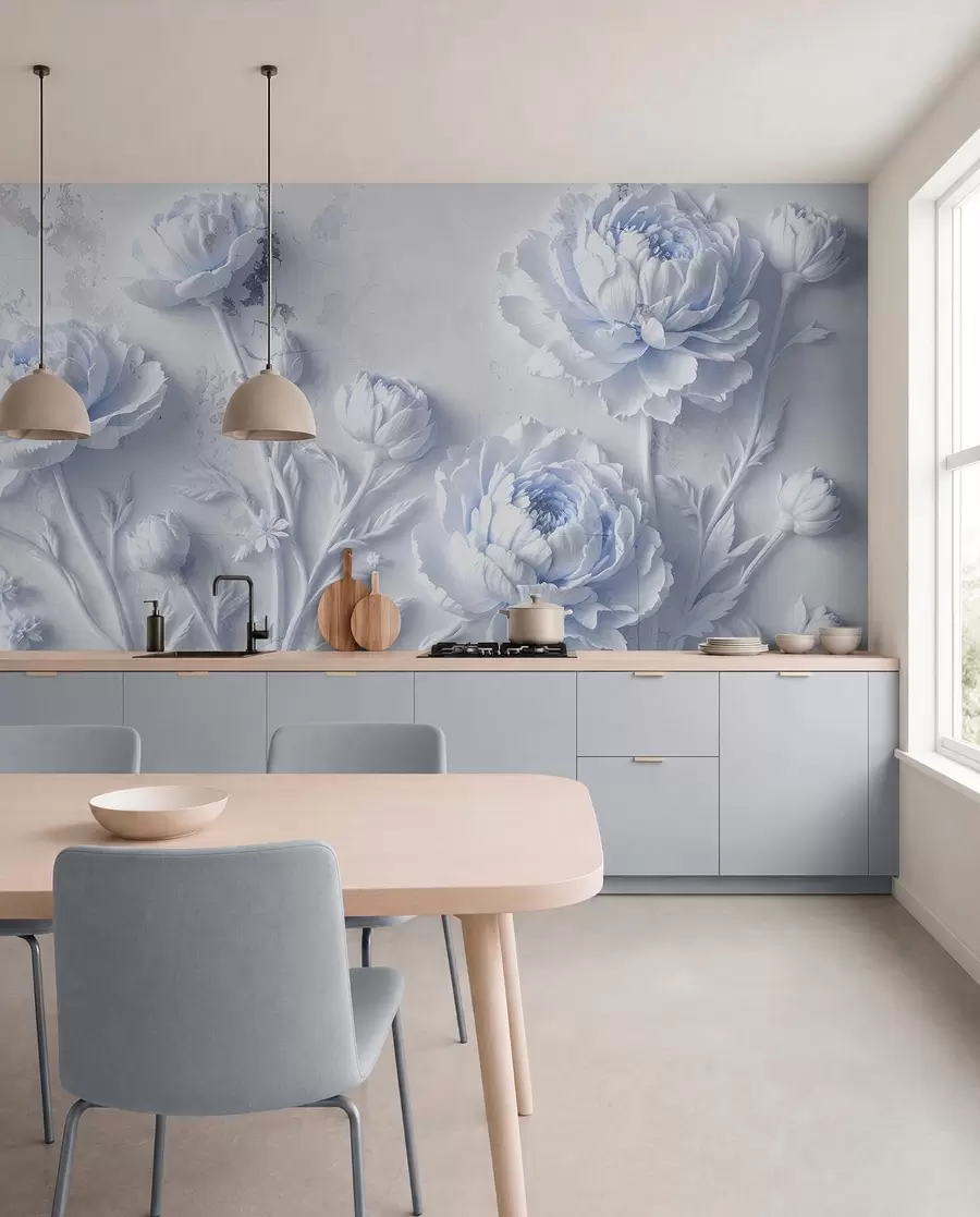 murales de pared Flores sobre fondo de hormigón estilo grunge w03553v1