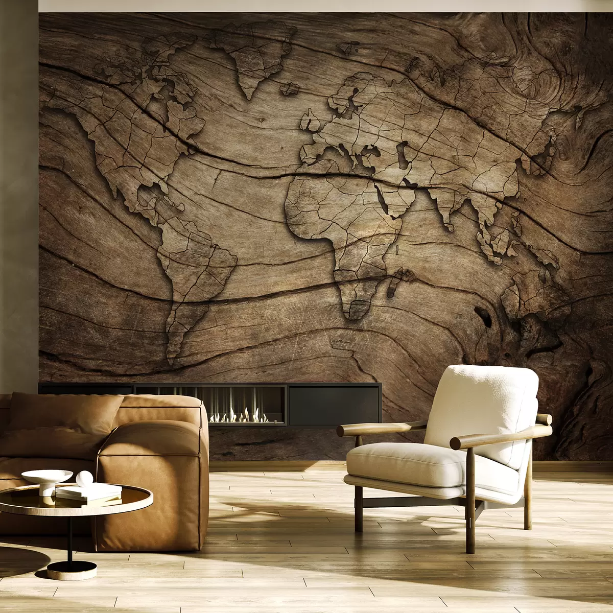 murales de pared mapamundi en madera u53146