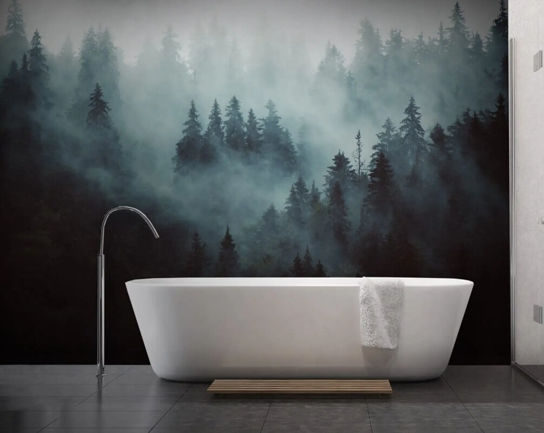 murales de pared Hermoso bosque en la niebla u54118