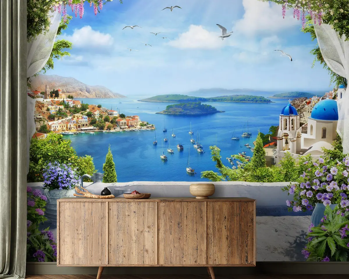 murales de pared Terraza con vista al mar u60161