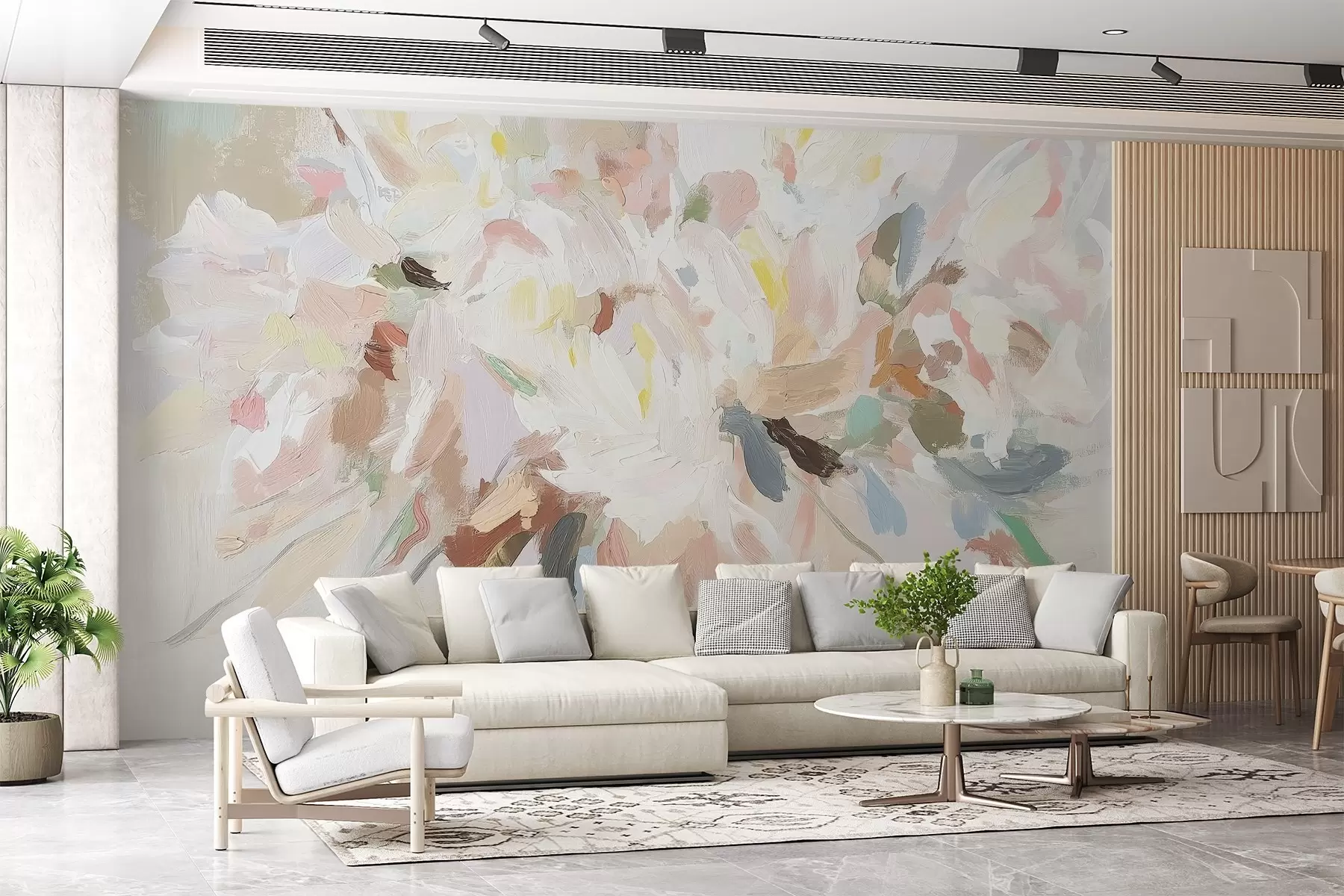 murales de pared Delicadas flores abstractas al óleo w03579