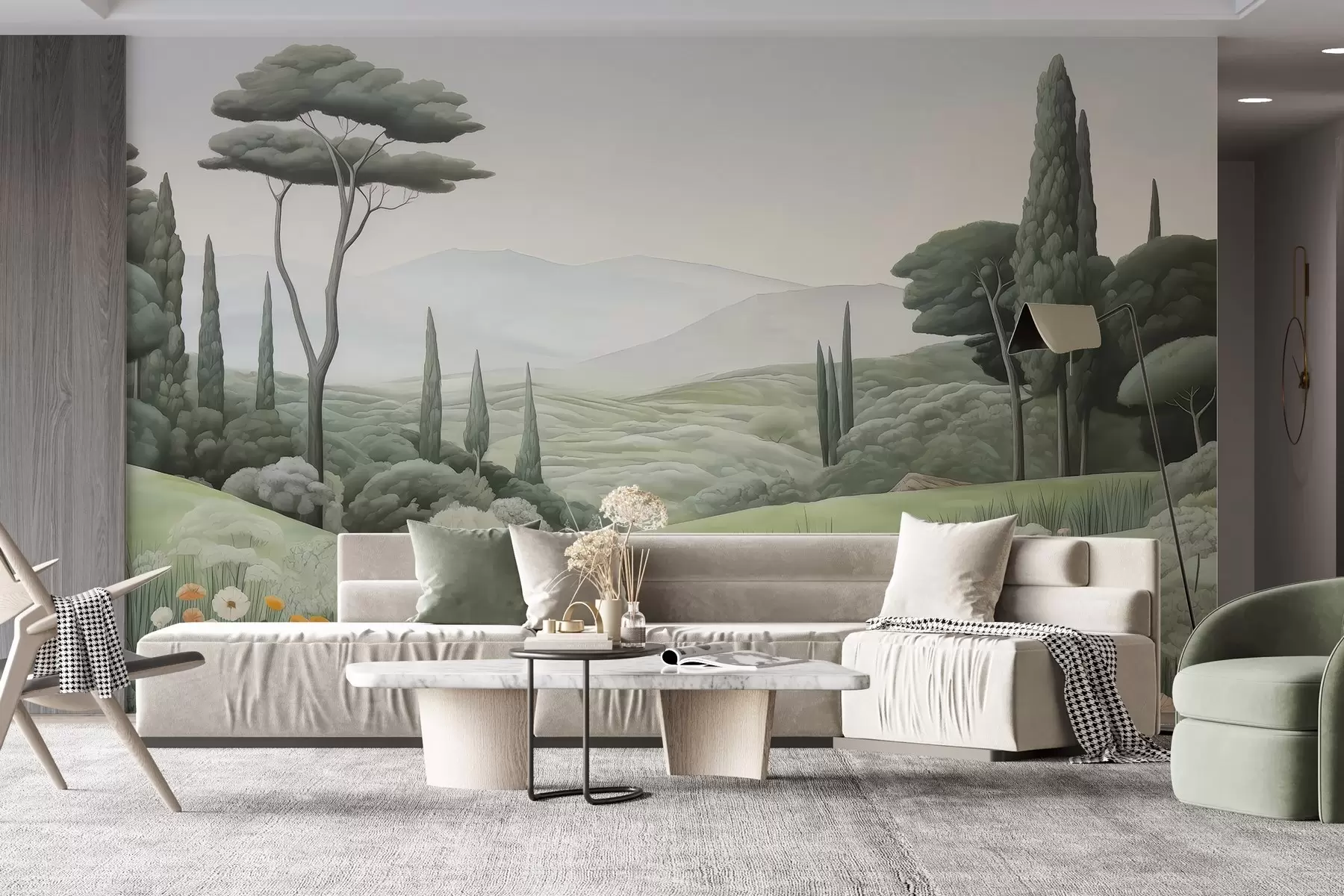 murales de pared Sendero entre cipreses w03659