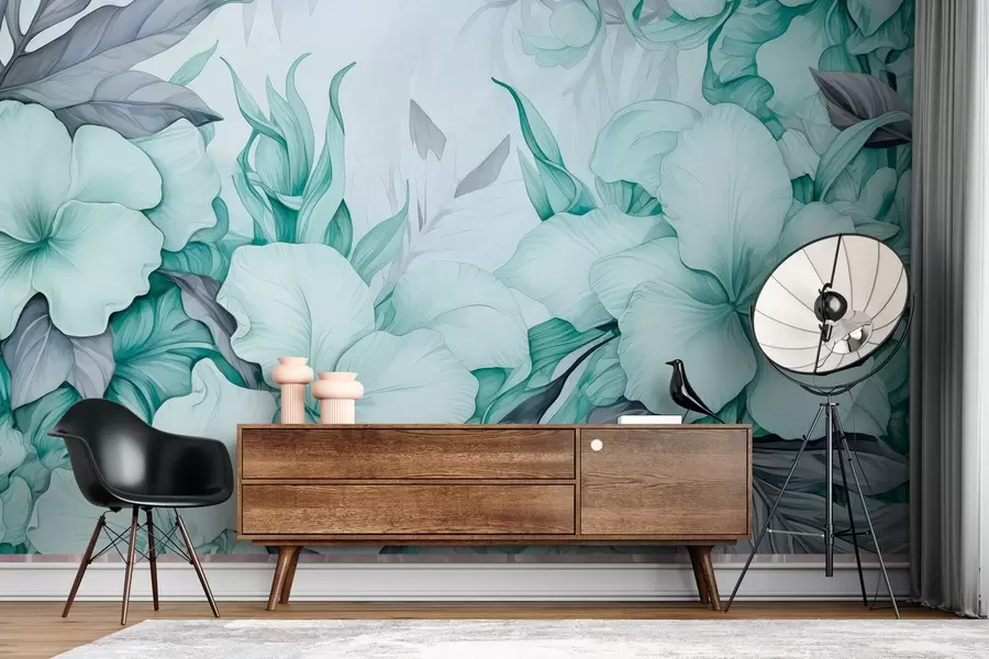 murales de pared Flores tropicales de acuarela w03661v1