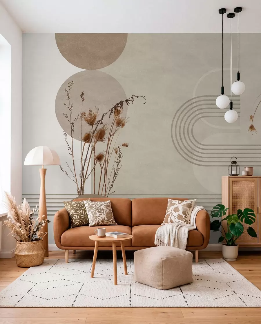 murales de pared Arcos y flores secas w03449