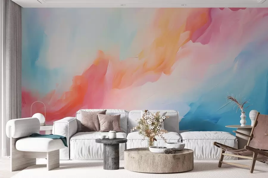 murales de pared Una abstracción de flores de colores en estilo pictórico w09000