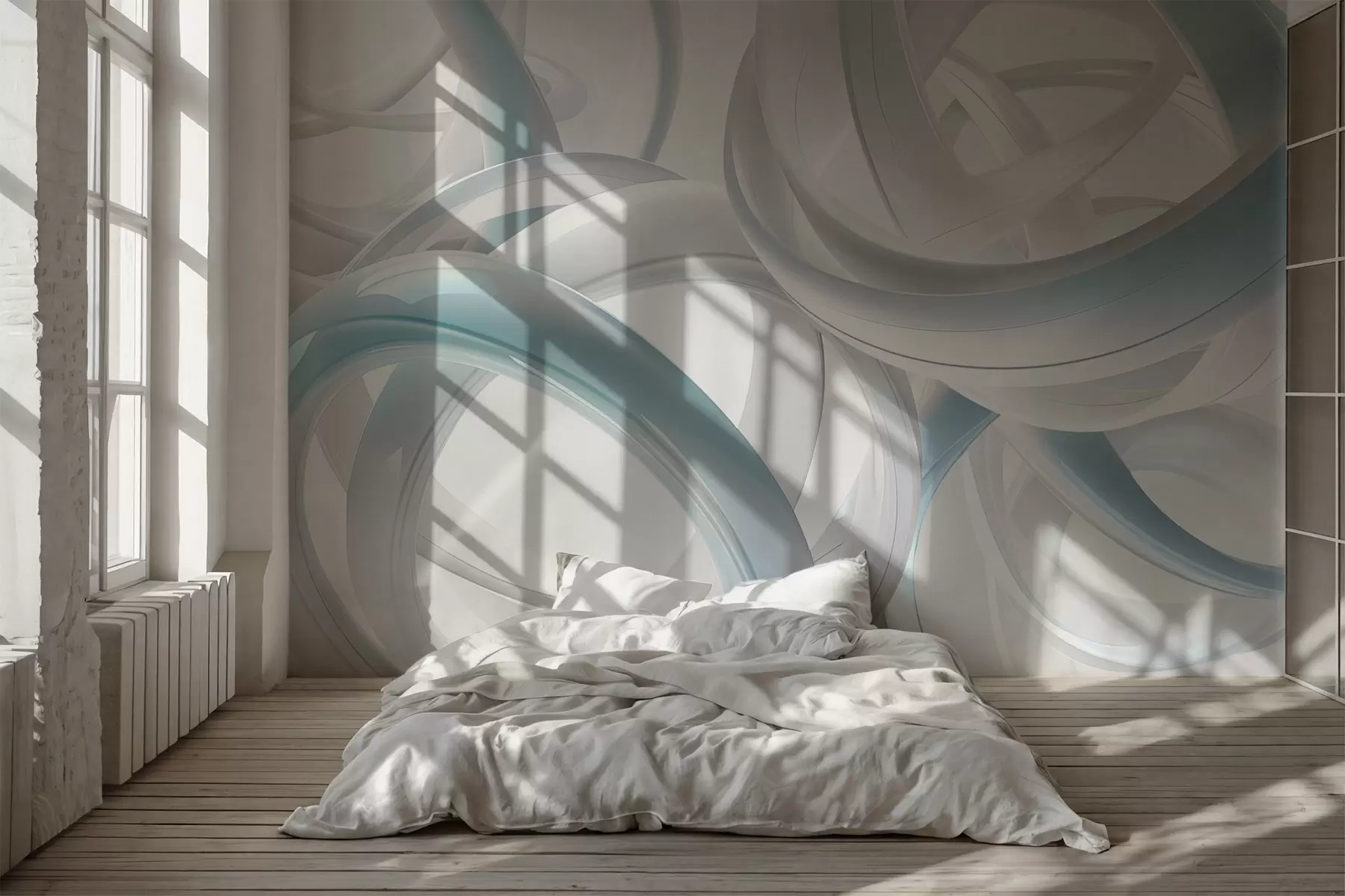 murales de pared Figuras abstractas, tonos azules y grises w03674