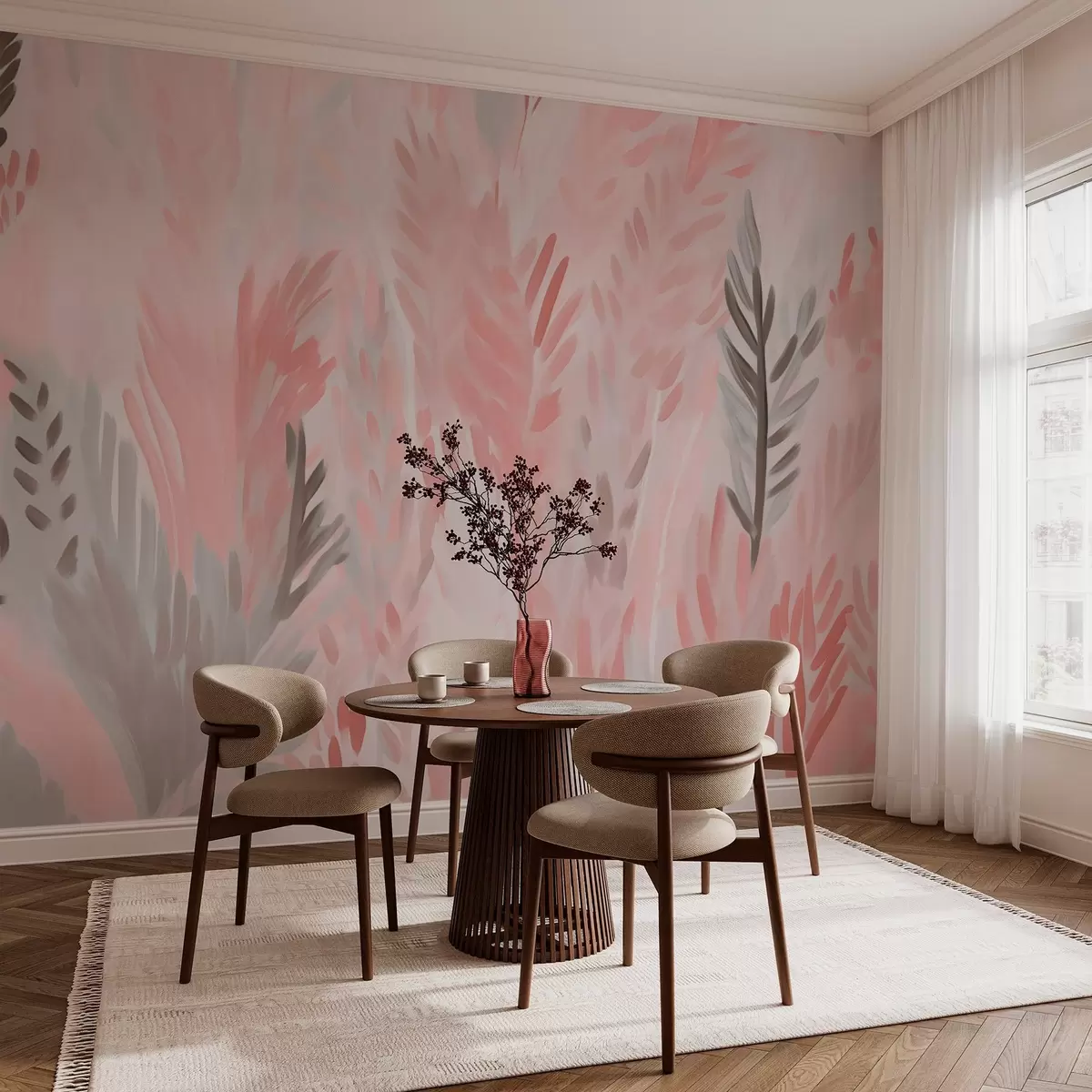 murales de pared Vegetación de tonos rosados w03738v1