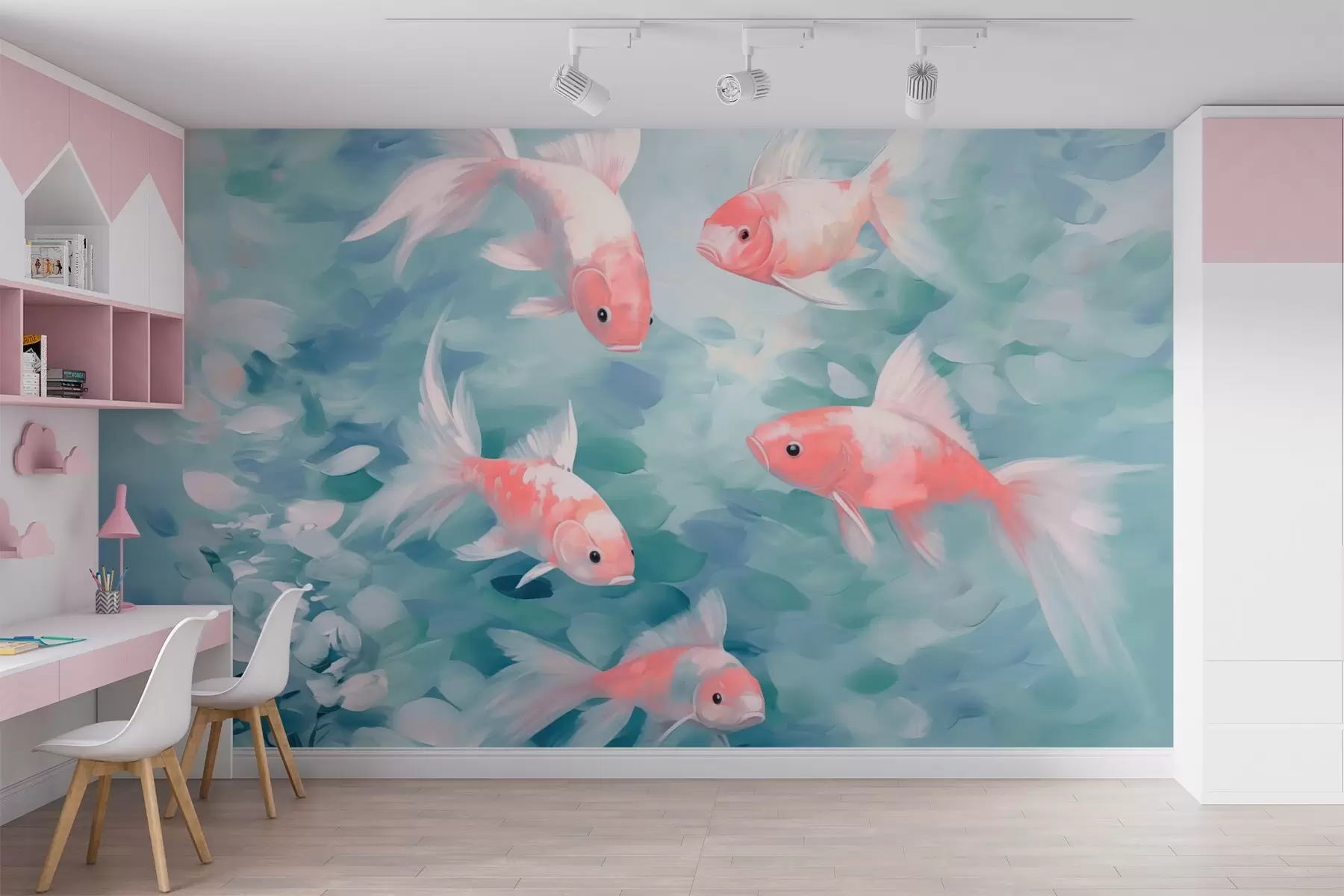 murales de pared Peces rosas en el agua w03743