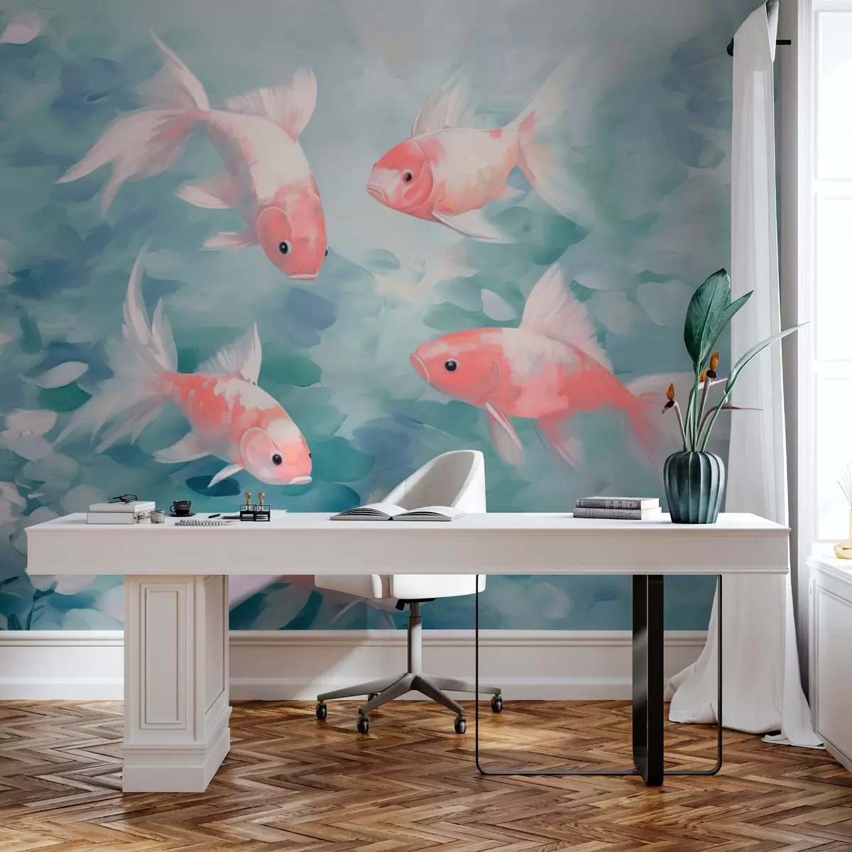 murales de pared Peces rosas en el agua w03743