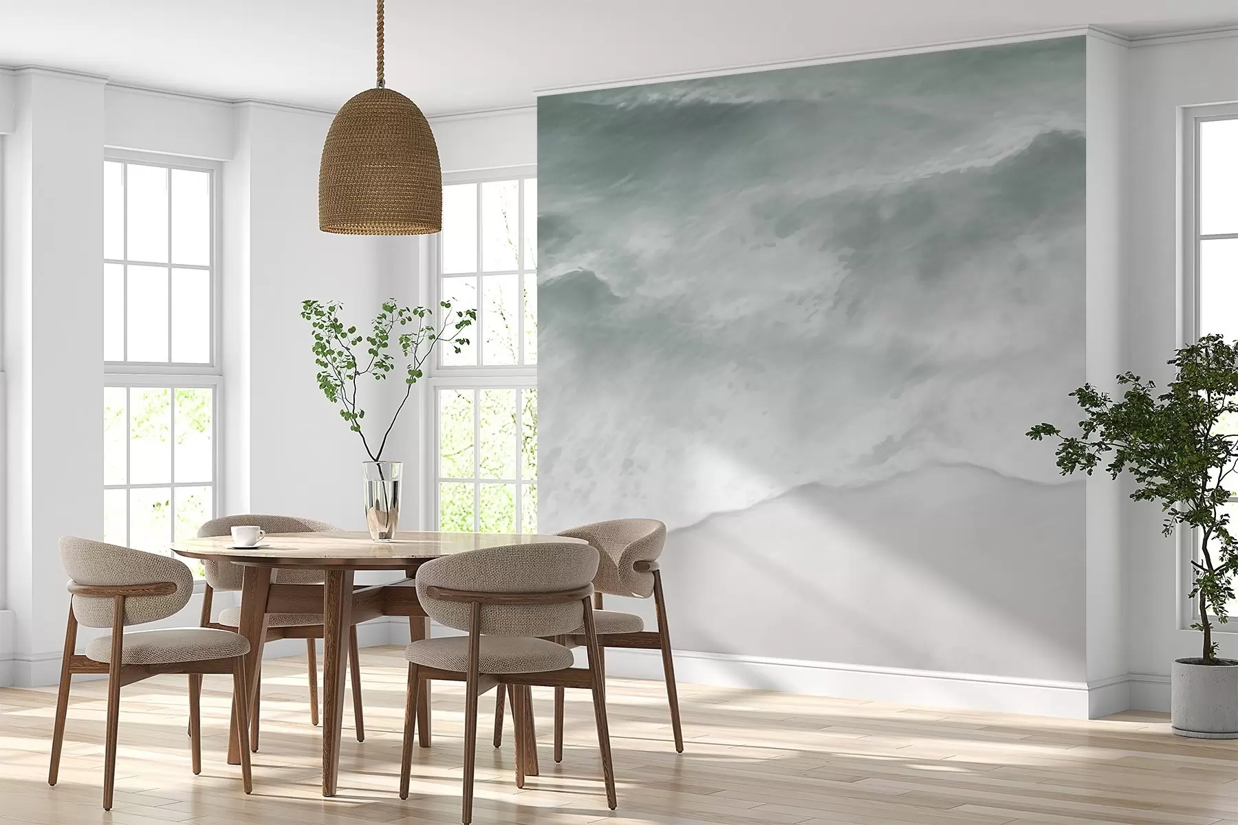 murales de pared Calma costera,Olas del mar, arena, orilla, espuma, agua w03787v1