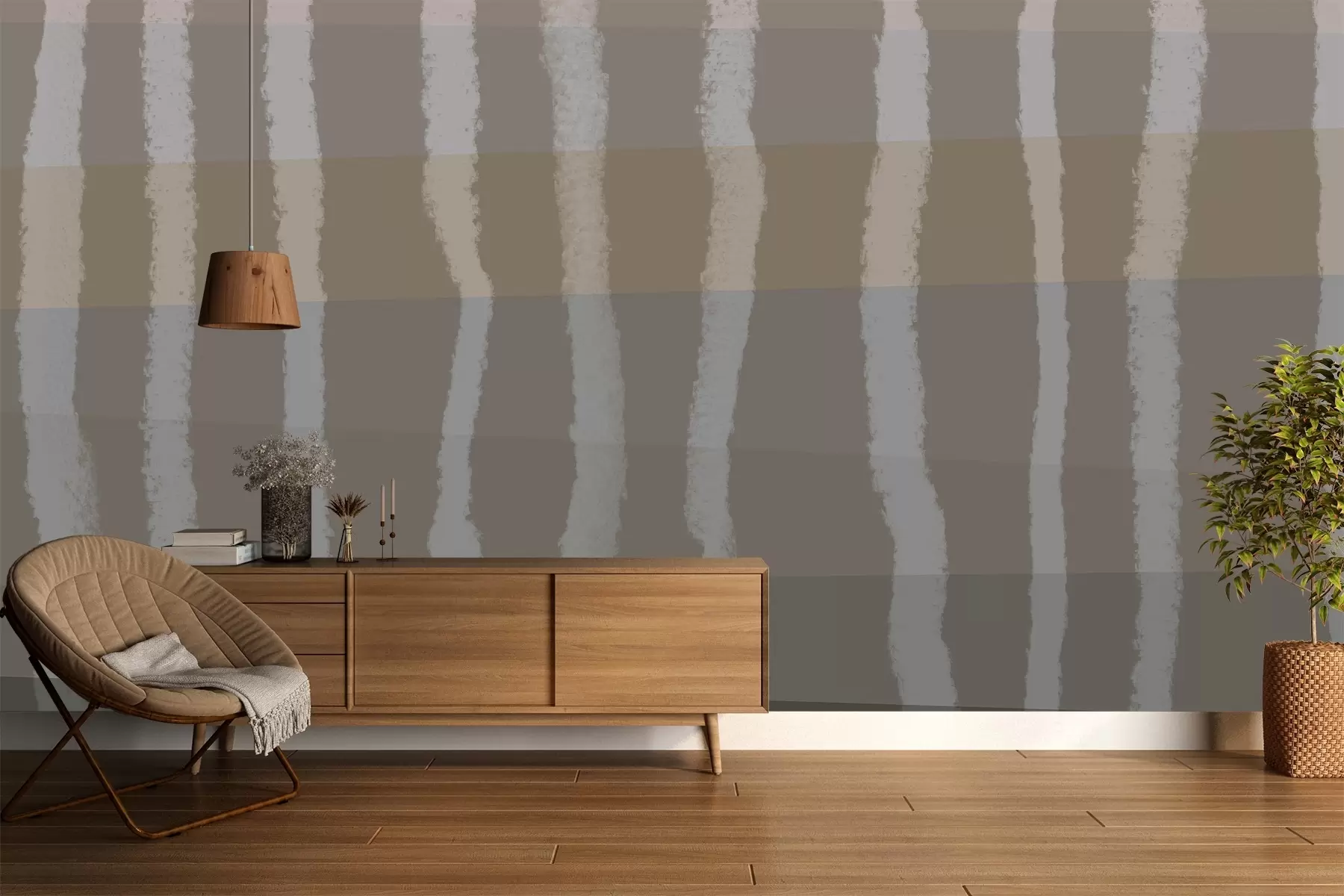 murales de pared Lines of Calm,Líneas verticales onduladas, patrón repetitivo, formas geométricas, gradación suave w03788