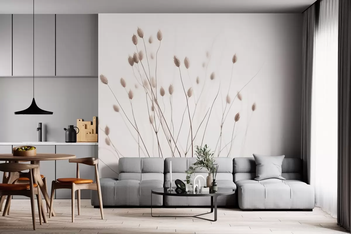 murales de pared Delicada composición de flores secas sobre fondo blanco w03805v1