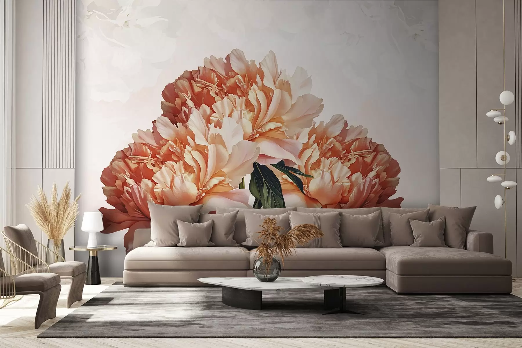 murales de pared Grandes flores anaranjadas w03545