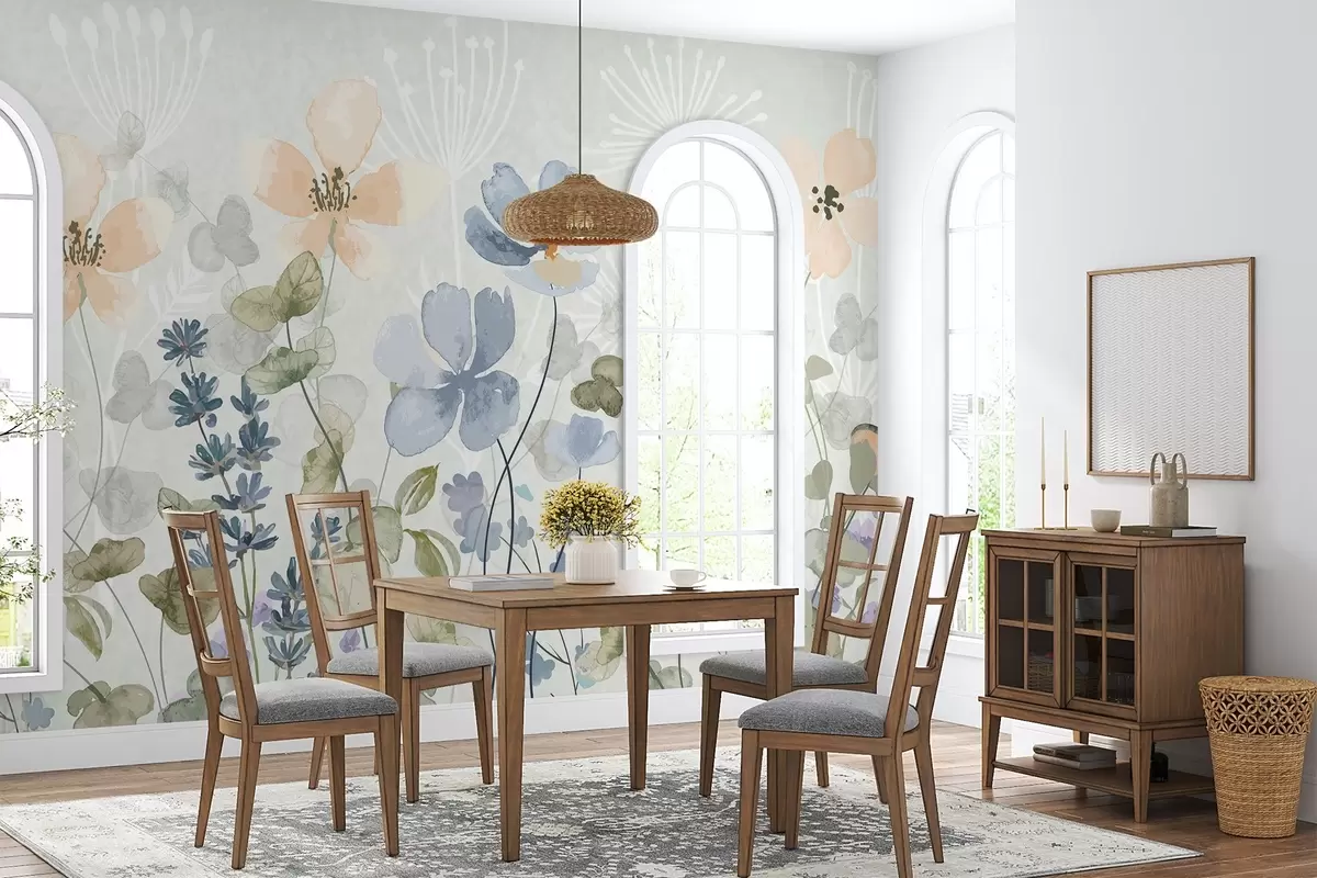 murales de pared Flores y plantas en estilo acuarela w03716