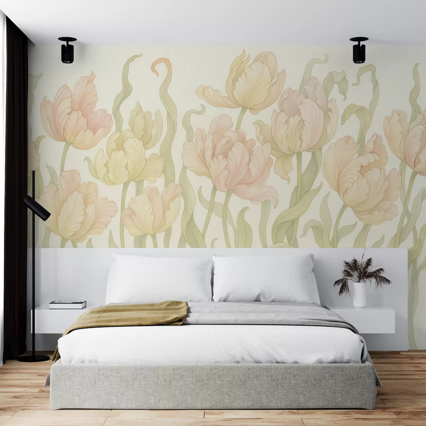 murales de pared Tulipanes delicados y elegantes w03817