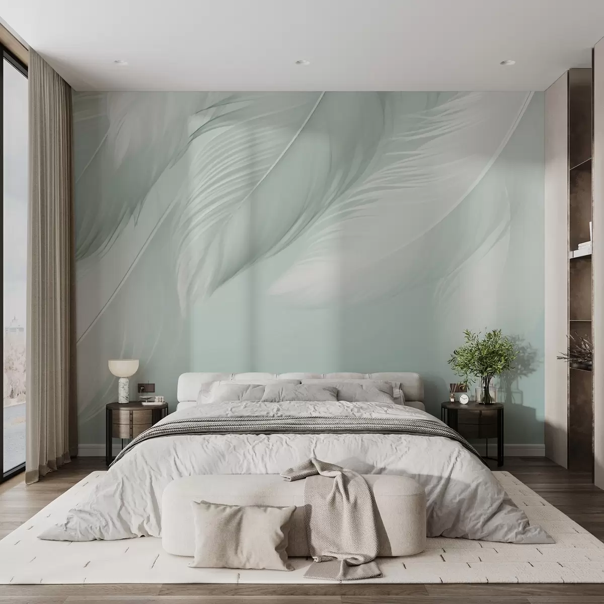 murales de pared Plumas blancas w03833